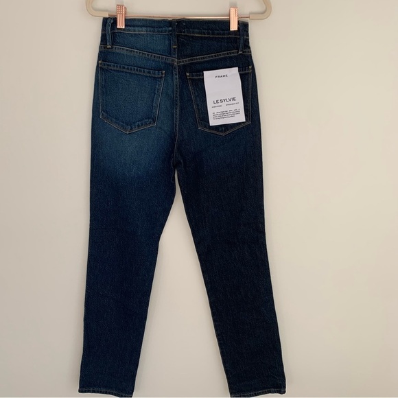 NWT FRAME Le Sylvie Two Tone Straight Leg Jeans Indigo Combo‎ Size 24 - Picture 5 of 8